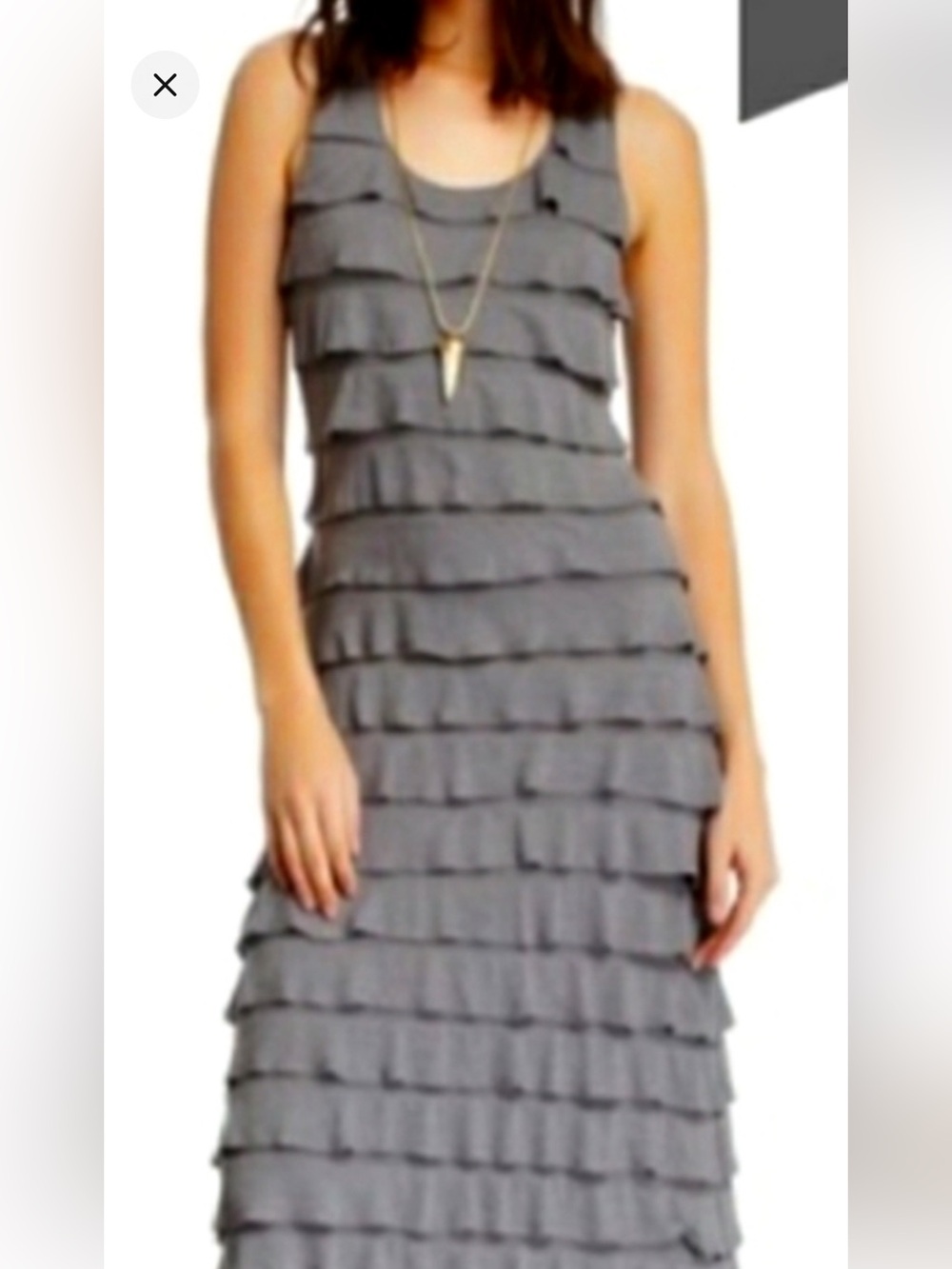 Max Edition Gray Sleeveless Ruffle Maxi Dress Sz M